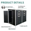 8x4ft Outdoor Resin Garden Shed with Floor and 2 Windows,Patio Outdoor Storage Shed with Lockable Door for Garden Tools, Bicycles, Trash Cans, Black - 4 of 4