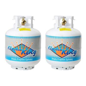 Flame King 20-Pound Ready-to-Fill Empty LP Propane Gas Cylinder Tank with Overflow Protection Device Valve & Built-in Gauge for Grills & BBQs (2 Pack)