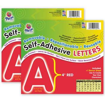 Pacon® Self-Adhesive Letters, Red, Puffy Font, 4", 78 Characters Per Pack, 2 Packs