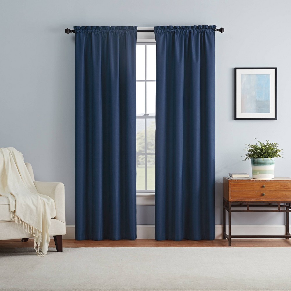 Photos - Curtains & Drapes Eclipse 42"x84"  Blackout Braxton Thermaback Window Curtain Panel Blue 