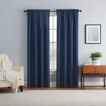 42"x63" Eclipse Blackout Braxton Thermaback Window Curtain Panel Blue