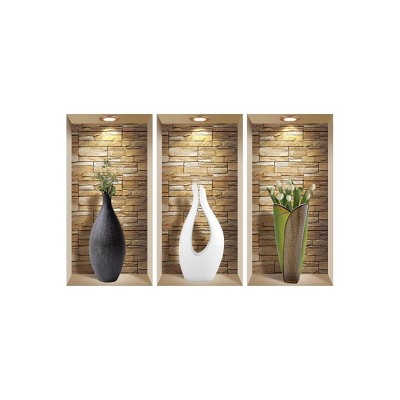 HomeRoots Set of Three Dia Faux Niche 3D Peel and Stick Wall Decals