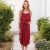 Anna-Kaci Women's Spaghetti Midi Dress with Satin Bow Tie Waist and Side Slits - 3 of 4