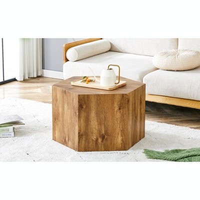 NicBex 23.6"/15.7" Hexagon Modern Coffee Table,End Table with Textured Pattern,Unique MDF Coffee Table,Center Table for Living Room,Bedroom