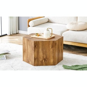 NicBex 23.6"/15.7" Hexagon Modern Coffee Table,End Table with Textured Pattern,Unique MDF Coffee Table,Center Table for Living Room,Bedroom - 1 of 4
