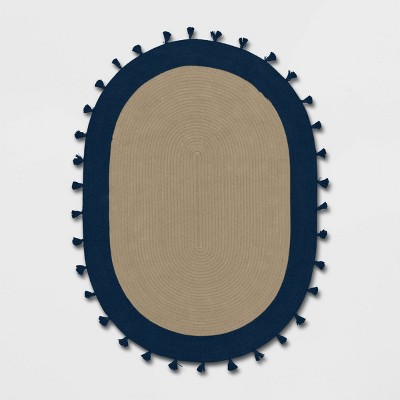 5'x7' Oval Braided Border Rug Blue - Pillowfort™
