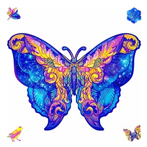 Unidragon Intergalaxy Butterfly 306 Piece Shaped Wooden Jigsaw Puzzle - 1 of 4
