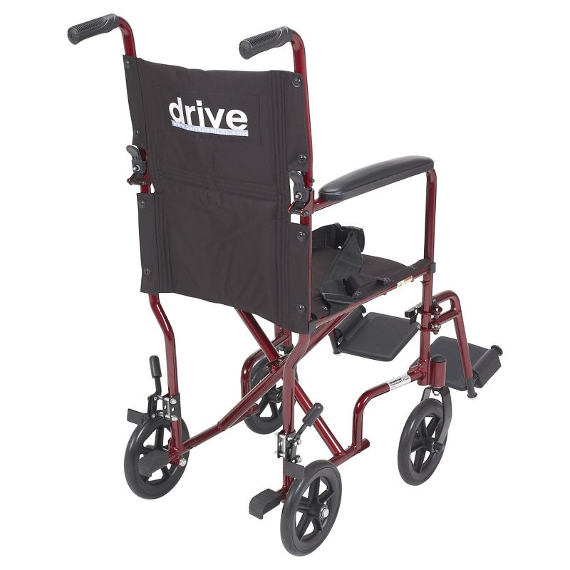 Drive Medical Lightweight Transport Wheelchair, 17" Seat, Red, 3 of 8
