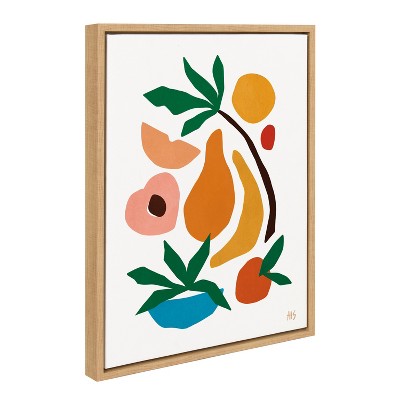Fruit Fiesta Abstract Tropical Canvas Print with Natural Frame, 18x24