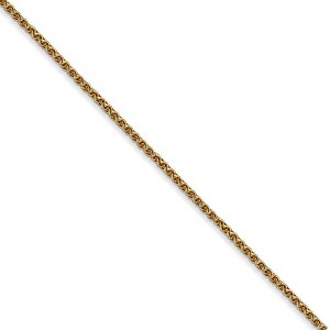 Black Bow Jewelry 1.2mm 14k Yellow Gold, D/C Spiga Chain Necklace - 1 of 4