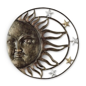 SPI Home Sun and Stars Wall Hanging – 35" Round Metal Celestial Wall Art, Bronze-Finish Indoor/Outdoor Decorative Plaque - 1 of 3