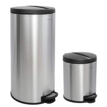 GAOMON 30 Liter/8 Gallon Trash Can, Rectangular Hands-Free Dual Compartment  Recycling Kitchen Step Trash Can with Soft-Close Lid, Stainless Steel