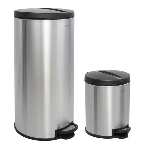 Happimess Oscar 8-gallon Step-open Trash Can With Free Mini Trash Can,  Stainless Steel : Target