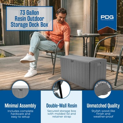Driftwood Gray 73 Gallon Lockable Resin Deck Box