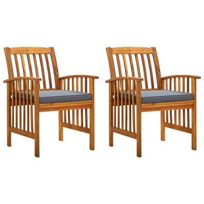 vidaXL Patio Dining Chairs 2 pcs with Cushions Solid Acacia Wood