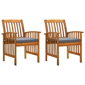 vidaXL Patio Dining Chairs 2 pcs with Cushions Solid Acacia Wood - 1 of 4