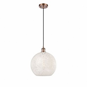White Mouchette - 1 Light Cord Hung Pendant In Modern Style-13.5 Inches Tall and 12 Inches Wide - 1 of 1