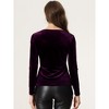 Allegra K Women's Velvet Sweetheart Neck Elegant Long Sleeves Blouses - image 4 of 4