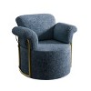360° Swivel Boucle Barrel Chair, Upholstered Armchair with Gold Metal Legs, Comfortable Round Accent Chair for Living Room - Koiai - 4 of 4