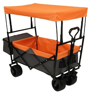 NAYSAYE Wagon Collapsible Stroller Wagon with Canopy and All Terrain Wheels for Outdoor Use, Orange, 45.28"*22.83"*38.78" - 1 of 4
