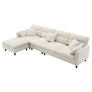 GDFStudio Rodney Chenille 110" Convertible L-shaped Sofa with Ottoman - 1 of 4