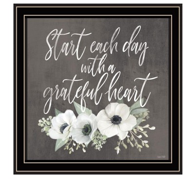 HomeRoots Grateful Heart Black Framed Print Wall Art