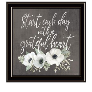 HomeRoots Grateful Heart Black Framed Print Wall Art - 1 of 3