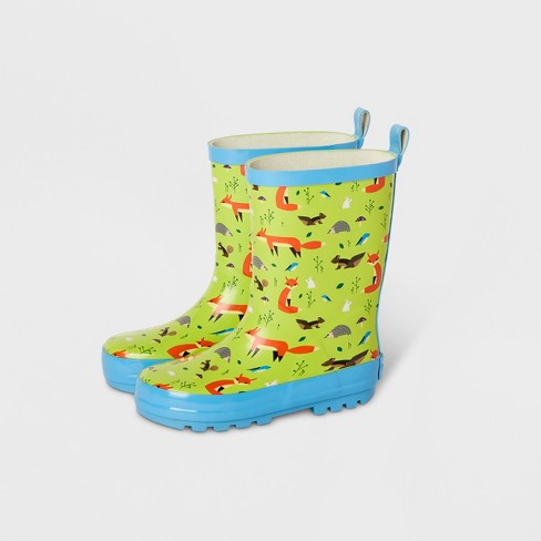 Kids Forest Friends Garden Rain Boots Light Green Kid Made