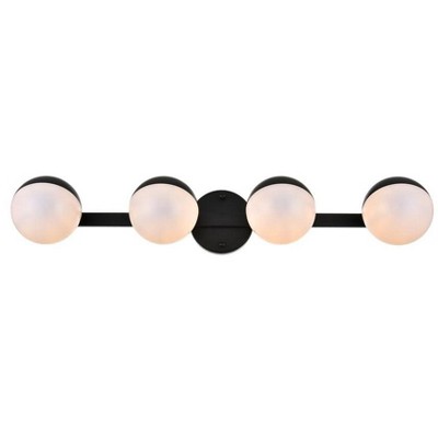Elegant Lighting Majesty 4 light Black and frosted white Bath Sconce