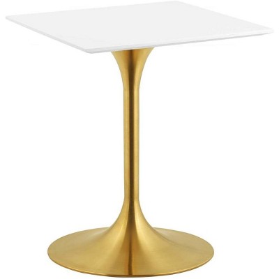 Modway Lippa 24 Square Wood Top Dining Table - Gold White