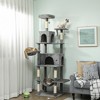 PawHut Large Cat Tower with 2 Condos, 80" Multi-Level Cat Tree with Hammock and Sisal Scratching Posts for Multiple Indoor Cats, Dark Gray - 2 of 4