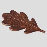 Wooden Round Leaf Shape Serving Board with Handle Dark Brown - Threshold™
