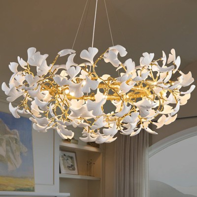 21-47”Ceramic Leaf Chandeliers