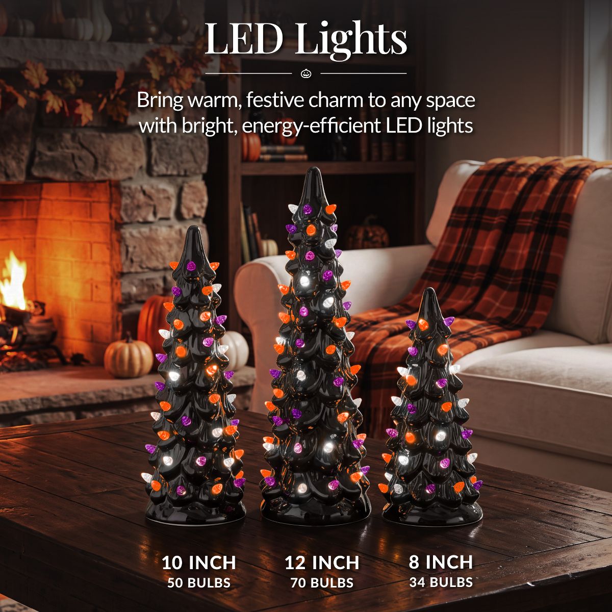 Best Choice Products Set of 3 Pre-Lit Hand-Painted Ceramic Tabletop Christmas Trees – Indoor Holiday Décor - thumbnail 7