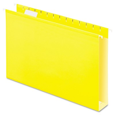 Pendaflex Reinforced 2" Extra Capacity Hanging Folders 1/5 Tab Legal Yellow 25/Box 4153X2YEL