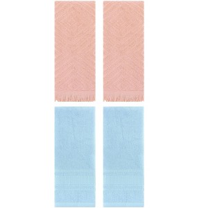 REGALWOVEN 4 Pcs Bathroom Cotton Soft and Absorbent Geometric Hand Towel 13" x 29" - 1 of 4