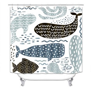 Cute Whale Pattern Shower Curtains for Bathroom Waterproof Fabric Bath Curtain Durable Soft Stylish Bathroom Decor 72x72 Inch - 1 of 1