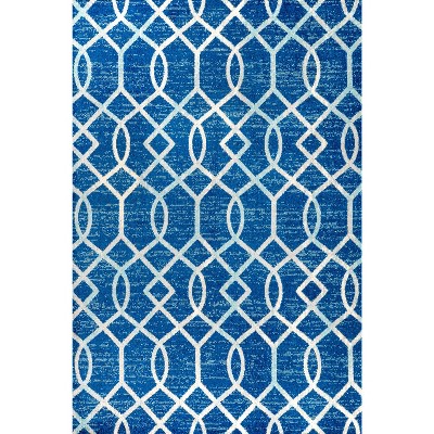 Blue and Gray 8' x 10' Synthetic Trellis Area Rug