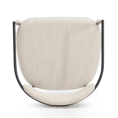 Beige Upholstered Arm Chair with Coffee Gold Metal Legs
