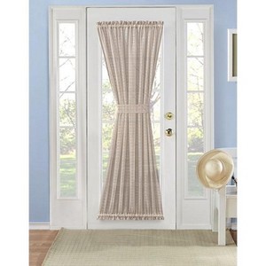Kate Aurora Plaid Sheer French Door Curtain Panel With Tieback - 1 of 1