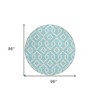 Aqua And Ivory Geometric Washable Indoor Outdoor Area Rug - 3 of 4