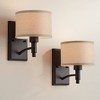 Franklin Iron Works La Pointe Farmhouse Rustic Wall Light Sconces Set of 2 Oil Rubbed Bronze Hardwire 6 3/4" Fixture for Hallway - 2 of 4