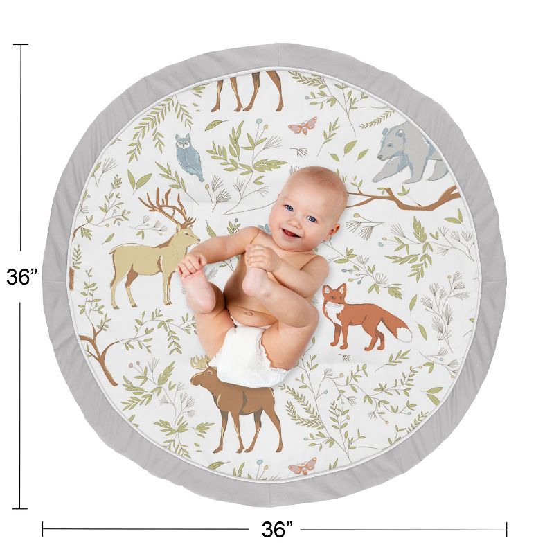 Sweet Jojo Designs Boy or Girl Gender Neutral Unisex Baby Tummy Time Playmat Woodland Toile Grey Green and Taupe, 5 of 6