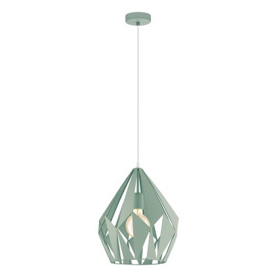 1-Light Carlton-P Geometric Pendant with Shade Pastel Green - EGLO