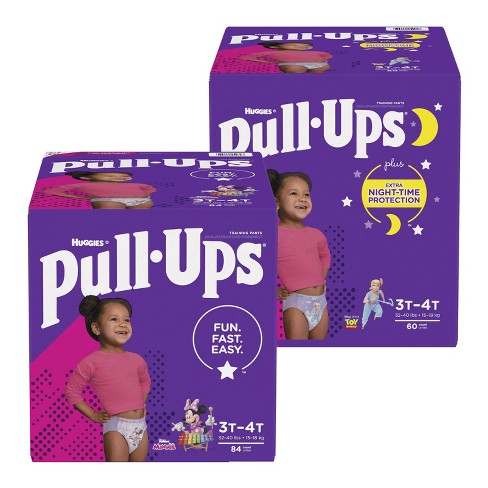 Huggies Pull-Ups Girls' Training Pants Size 3T-4T - 84ct + Pull Ups Girls' Night-Time Training Pants Bundles - 60ct - image 1 of 4