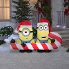 Gemmy Christmas Airblown Inflatable Minions Carrying Candy Cane Scene Universal, 4 ft Tall - 2 of 4