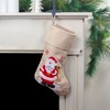 Northlight 19" Burlap Standing Santa With Present Bag Christmas Stocking - 2 of 4
