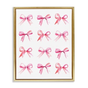 Stupell Industries Pink Bows Rows Black Framed Floater Canvas Wall Art - 1 of 4