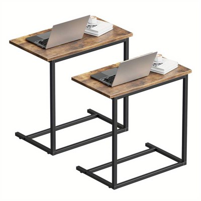 C Shaped End Table Set of 2, Side Table for Couch Slide Under, C Table Sofa Side End Table for Living Room 27 inches High