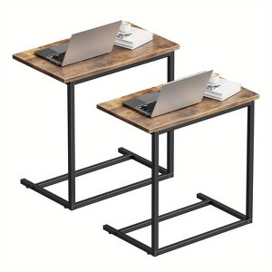 C Shaped End Table Set of 2, Side Table for Couch Slide Under, C Table Sofa Side End Table for Living Room 27 inches High - 1 of 4